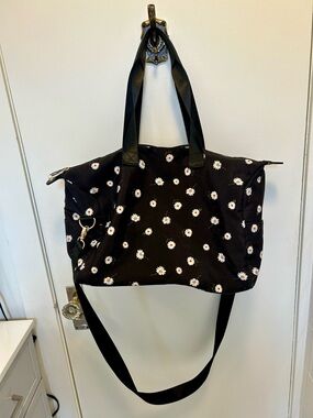 Alice + Olivia Navy Daisy Print Duffle Bag with Removable Strap